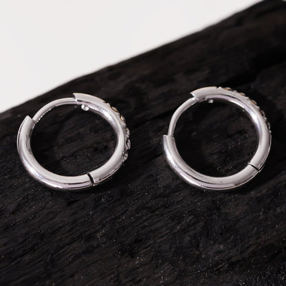 DARCI: Pavé Zirconia Gemstone Embedded Classic Mini Hoop in Silver
