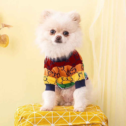 Gigi Rainbow Knit Dog Sweater | Pullover Top
