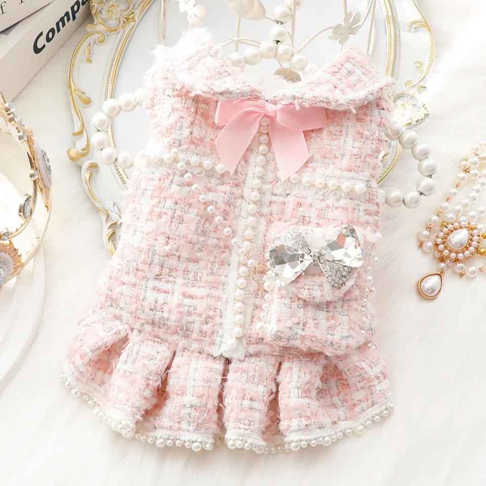 Coco Tweed Dog Dress – Luxury Classic Outfit for Dogs