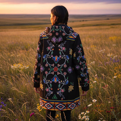 Sihu Noir flowers 3/4-Length Coat
