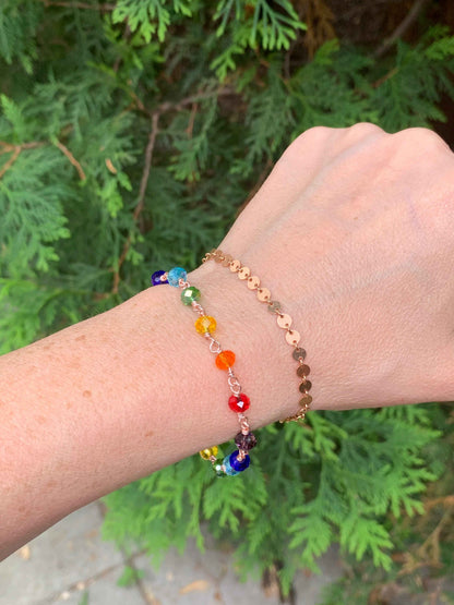 Chakra Bracelet in Sterling Silver | Handmade Glass Bead Energy Jewelry | Custom Fit with Extension