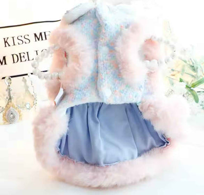 Tina Dog Dress | Fur Trim Dog Dress