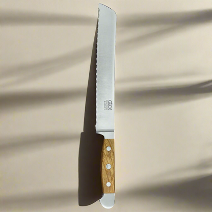 ALPHA OLIVE | Brotmesser 20 cm Klinge | Handgeschmiedet / Olivenholzgriff