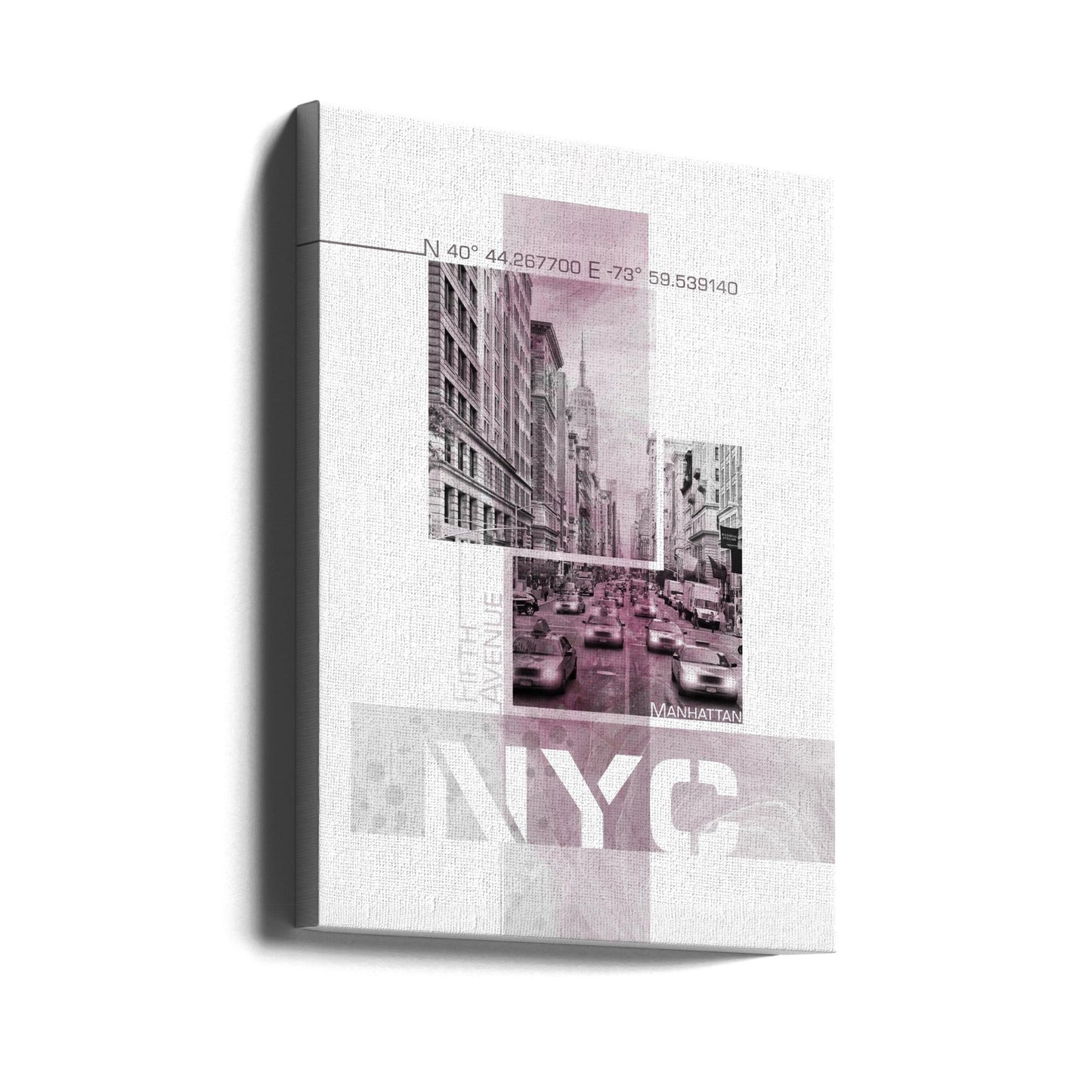 Wandbild Poster Art NYC Fifth Avenue Verkehr | rosa Marmor