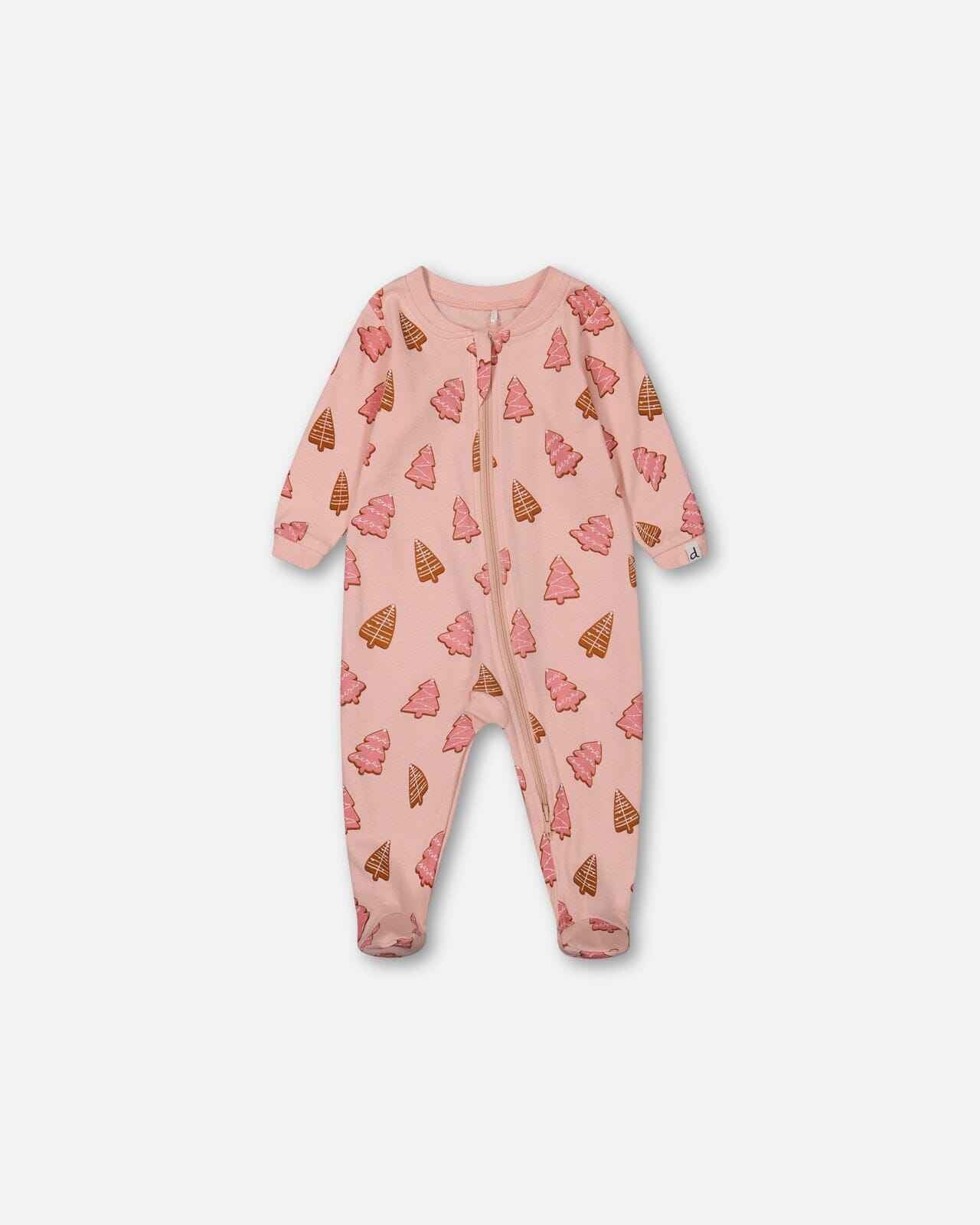 Organic Cotton One Piece Pajama Pink Christmas Cookies