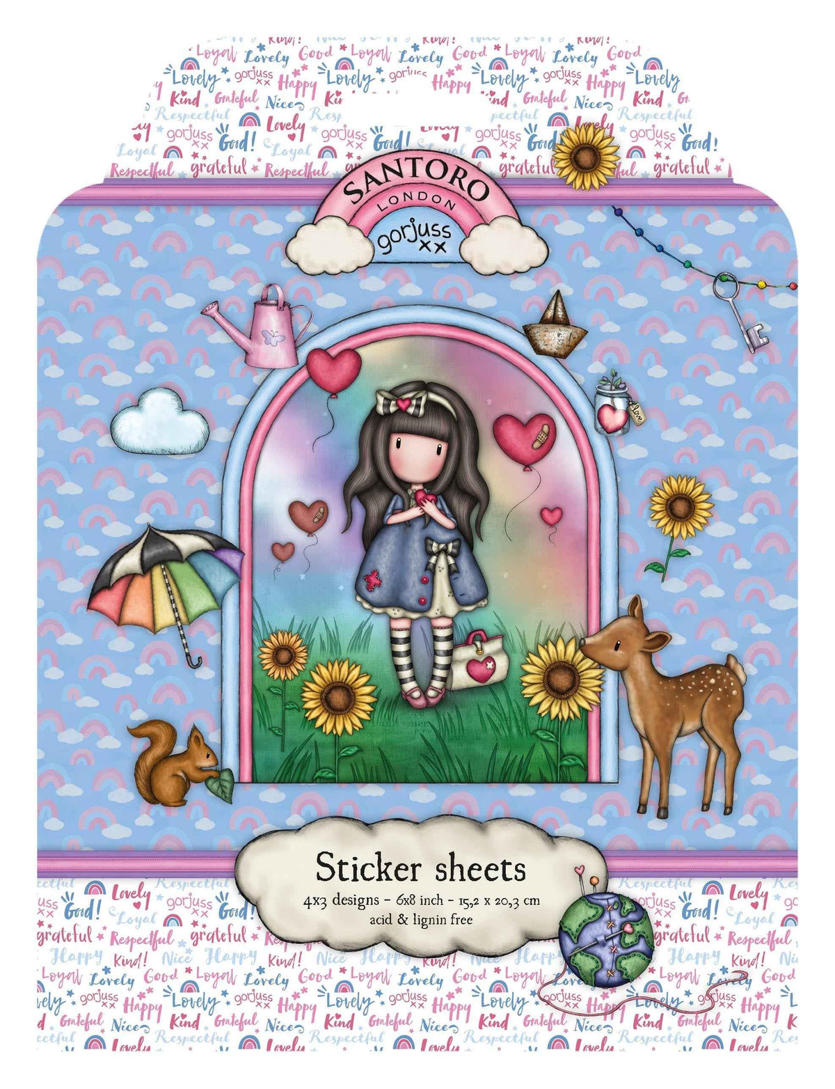 SAN Stickers Gorjuss - Be Kind 4x3 designs 152x203x3mm 12 SH nr.16