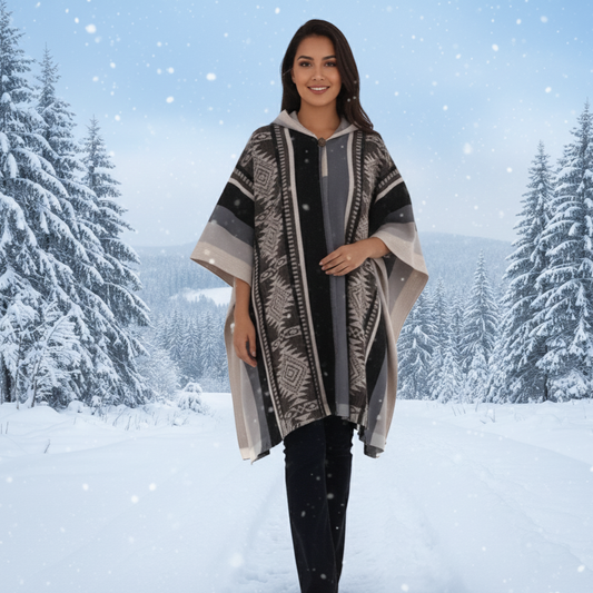 Brown Black Soft Handmade Wool Ponchos