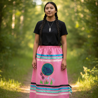 OLDTRIBES™Howling  wolf Ribbon Skirt