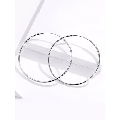Stylish 925 Sterling Silver Large Hoop Earrings for Women - Trendy Circle Endless Huggie Big Hoops (30/40mm)