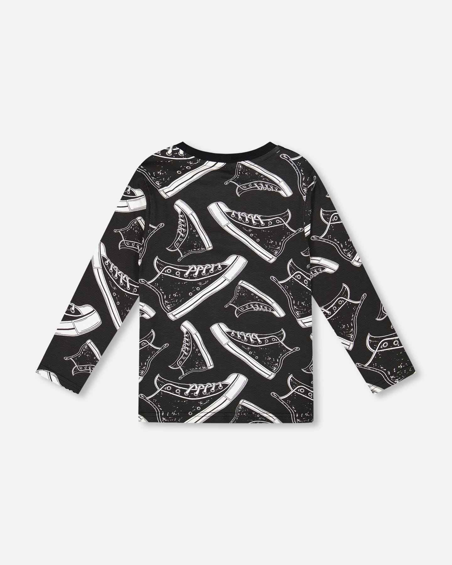 Long Sleeve Organic Cotton Allover Print Tee Black