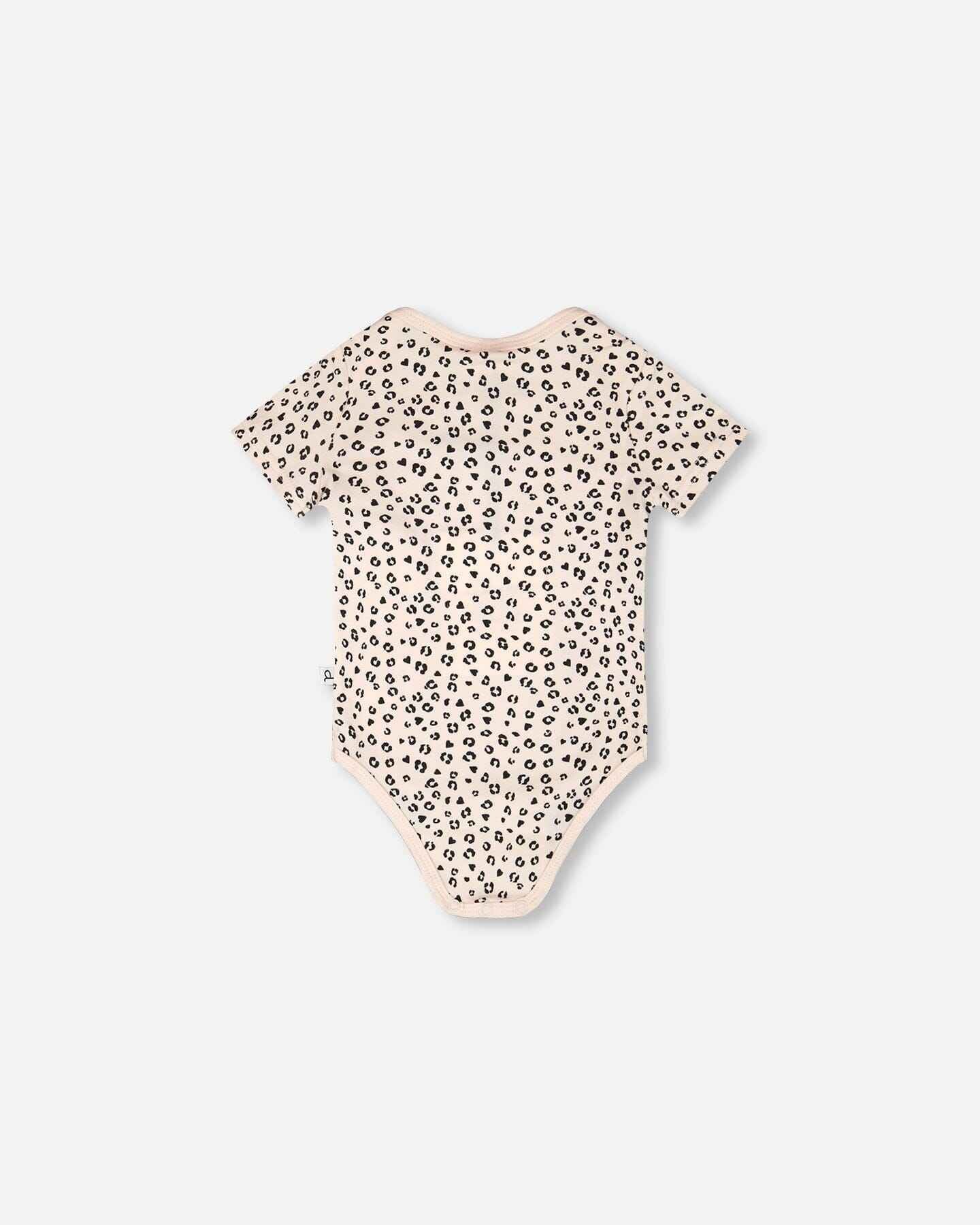 Evolutive Organic Cotton Jersey Onesie Peach Animal Print