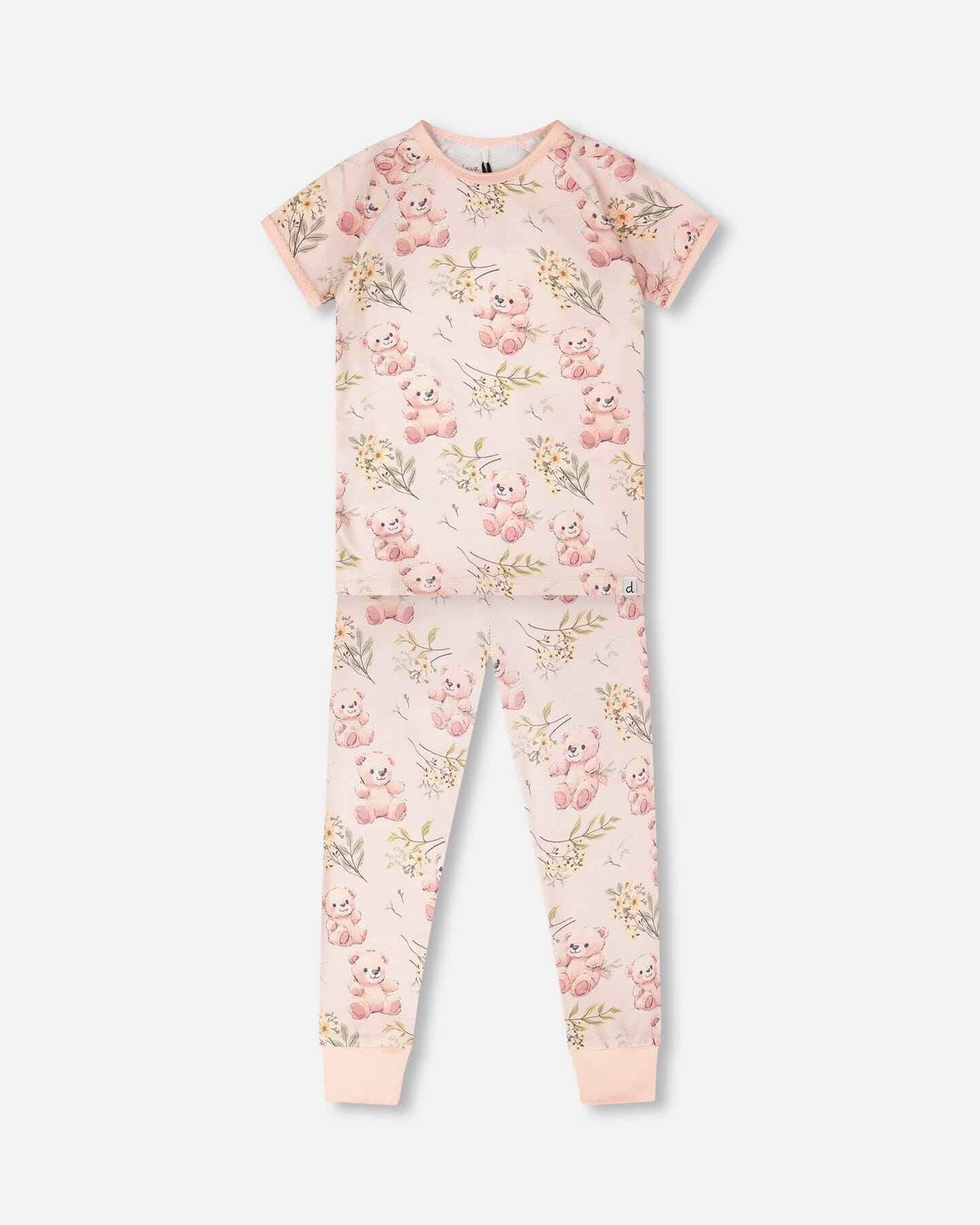 Organic Cotton Two-Piece Pyjama Set Pale Pink Bear Print