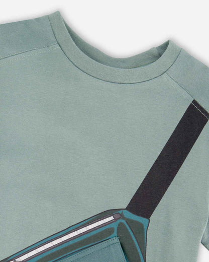 Organic Cotton Jersey T-Shirt With Cross Bag Green