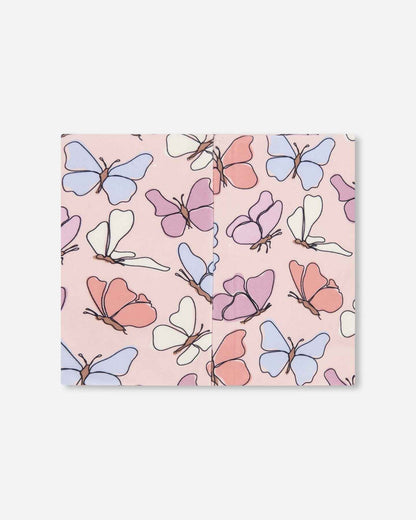 Stretch Jersey Neck Tube Pink Printed Butterflies
