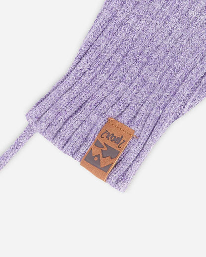 Baby Knit Mittens With Cord Lavender