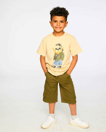 Stretch Twill Bermuda With Cargo Pockets Dark Khaki Green