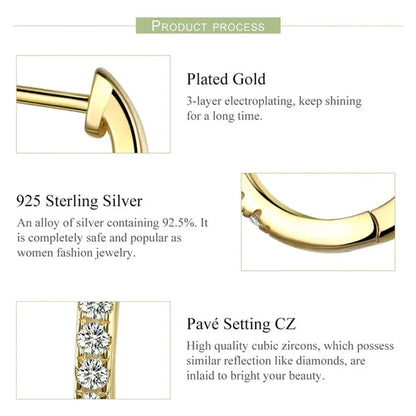 14K Gold Plated 925 Sterling Silver Cubic Zirconia Cuff Earrings - Trendy and Chic