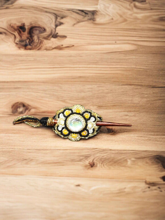 OLDTRIBES™ Black and gold Beaded baby barrettes