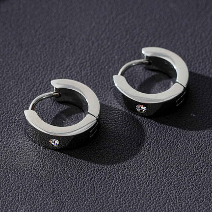 INIS: Wide Mini Hoop Earrings with a Solitaire Zirconia Gemstone in Silver