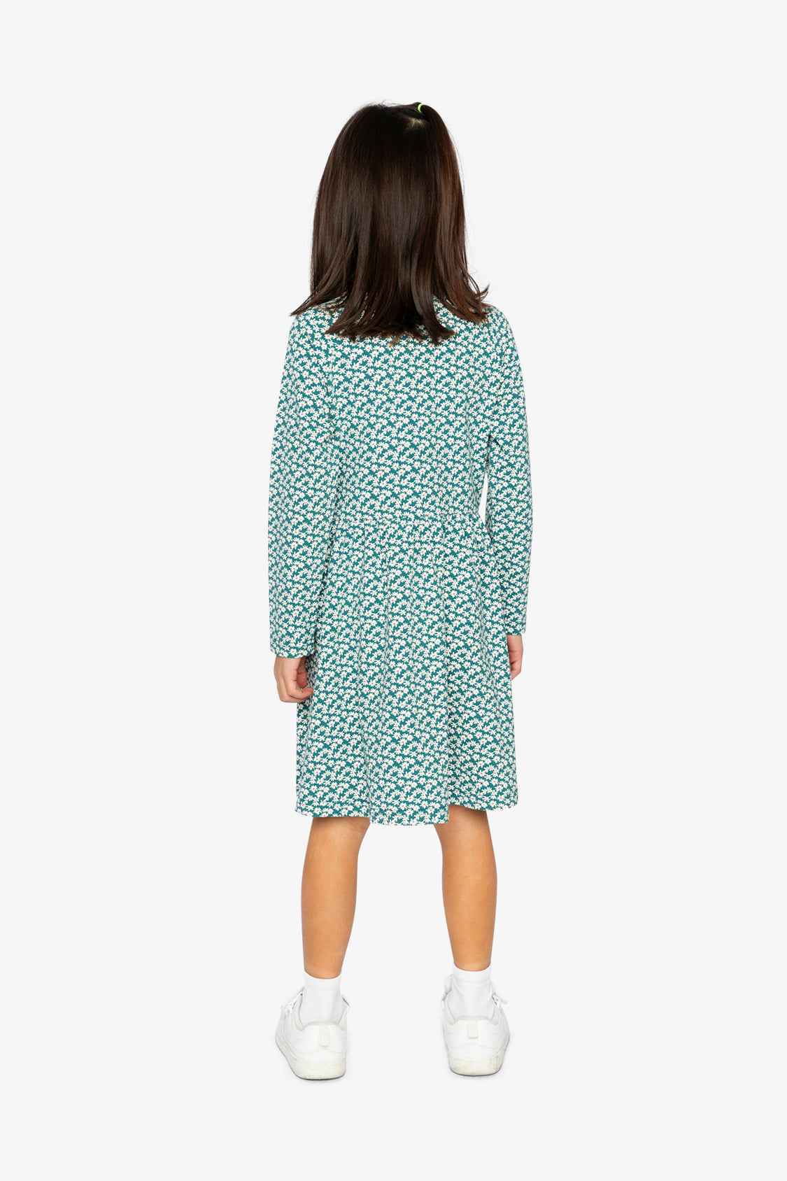 Organic Cotton Dress With Pockets Green Floral Print