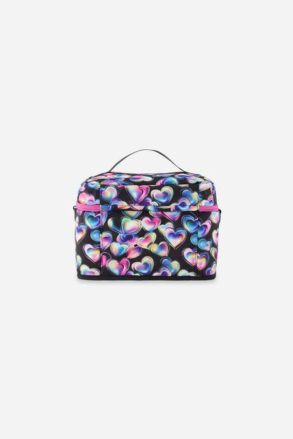 Lunch Box Black Printed With Hearts