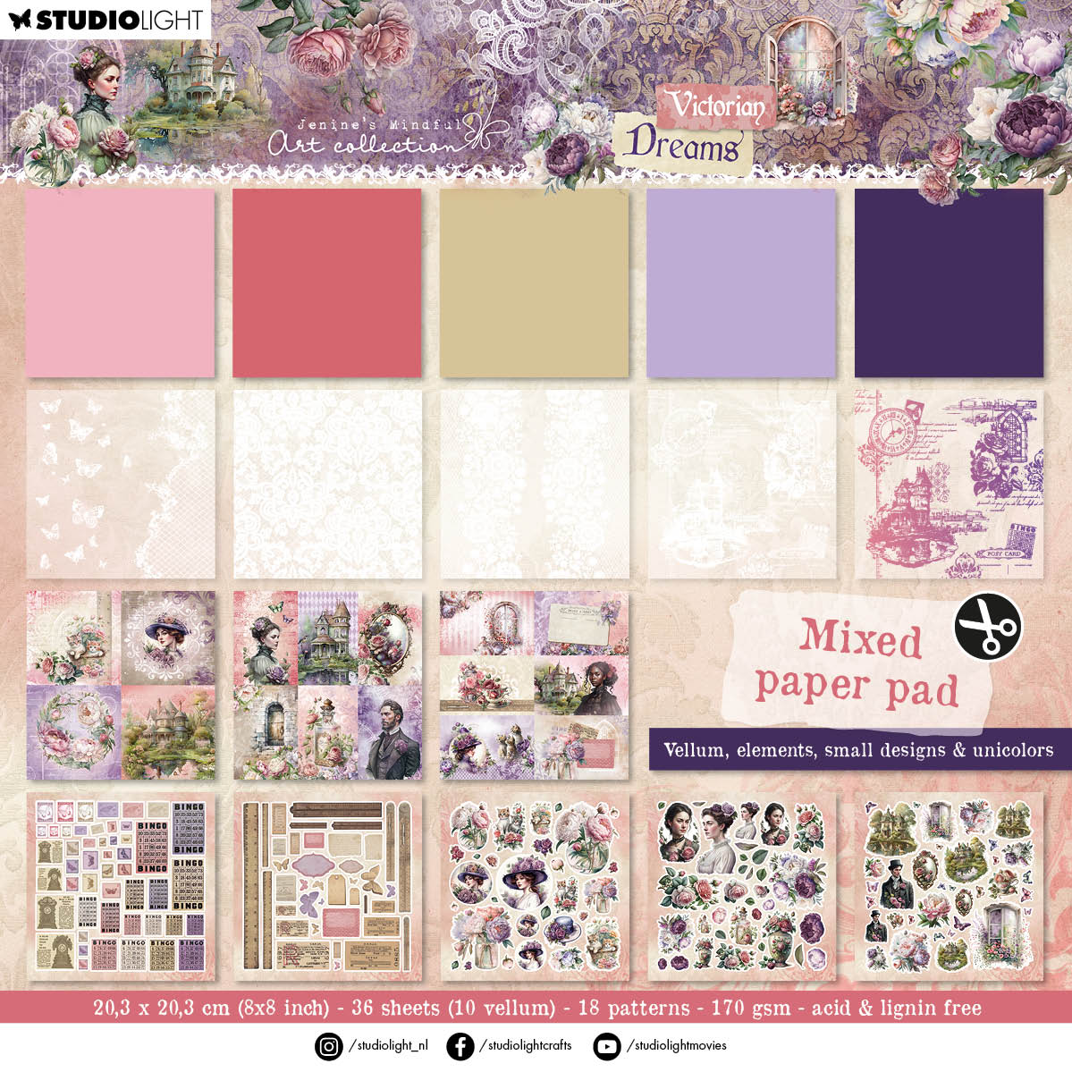 JMA Mixed Paper Pad Vellum, Unicolor & Elements Victorian Dreams 36 SH