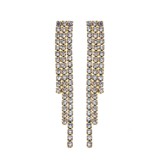 JOSEFINA: Three-String Zirconia Bead Drop Earrings