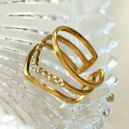 JUAANA Triple Layered Zirconia Embellished Ring