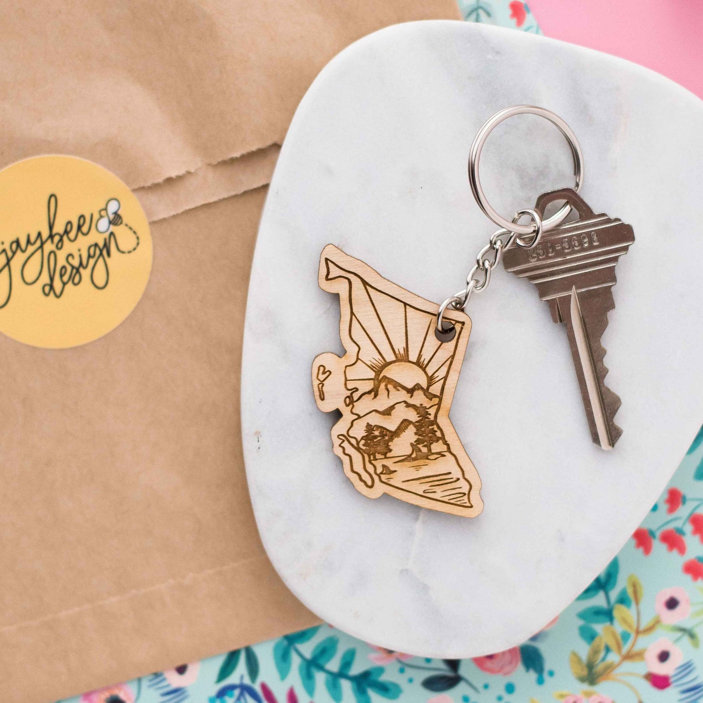 Wood British Columbia Keychain