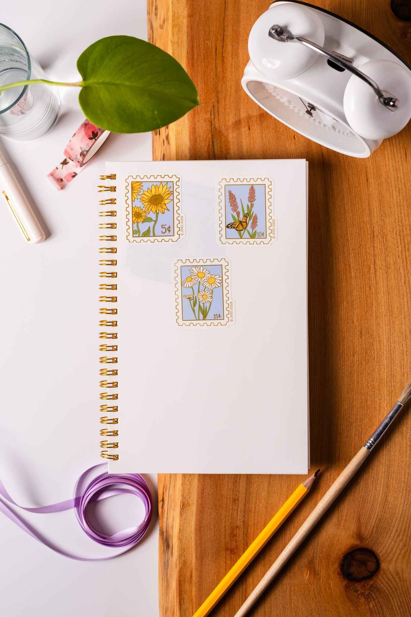 Sunflower Postage Stamp Matte Vinyl Sticker