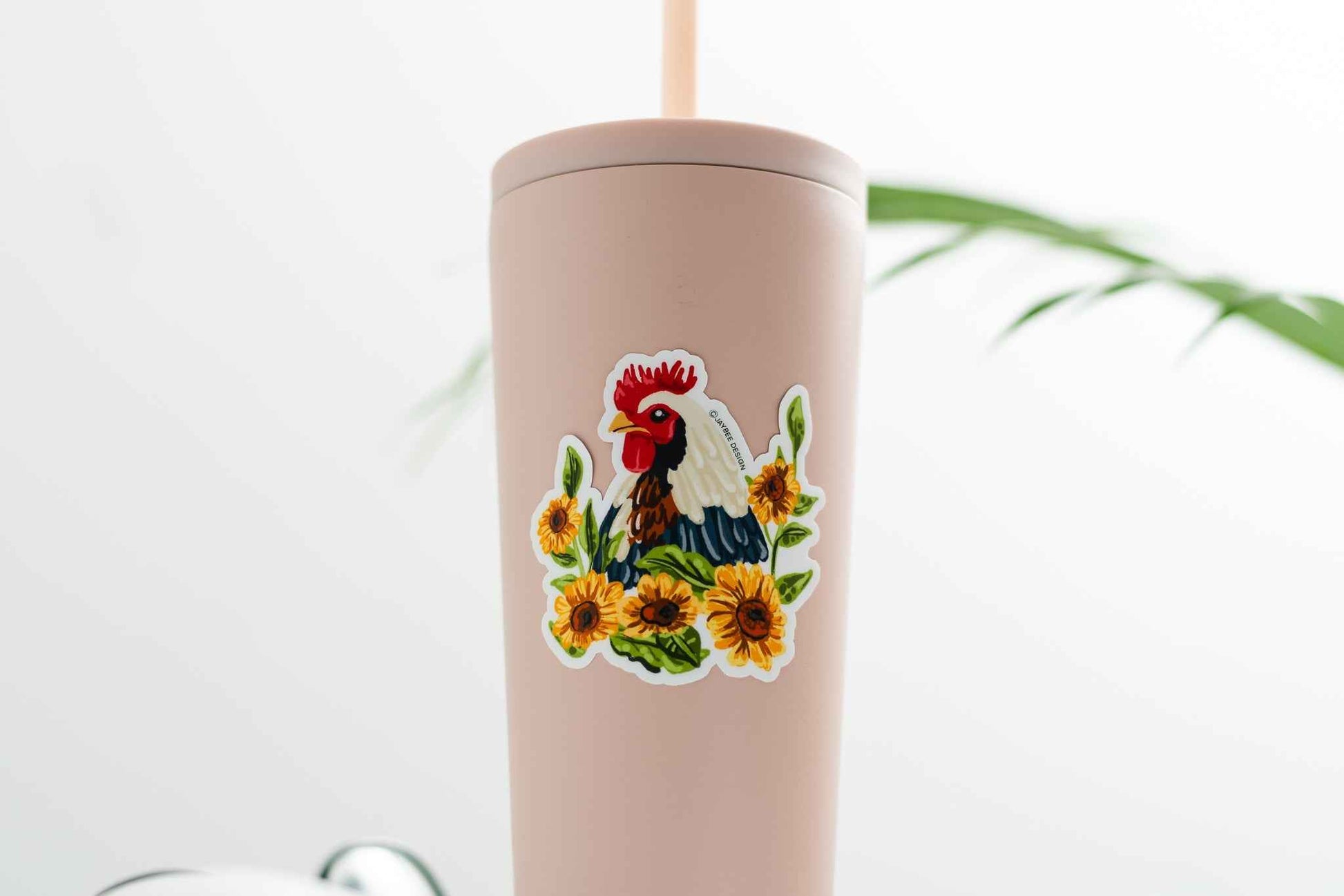 Chicken W/ Sunflowers Vinyl Sticker
