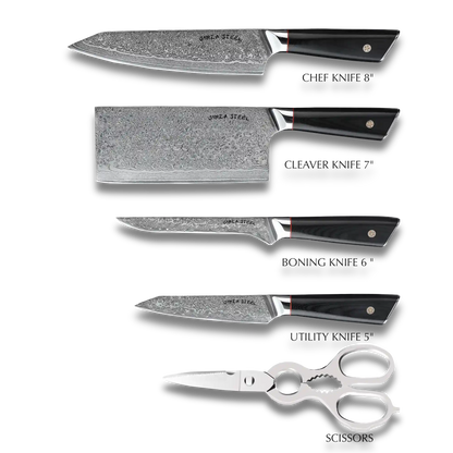 HAGAKURE SIX | 6-teiliges Messer-Set Essential | 4 Messer, 1 Schere mit Messerblock