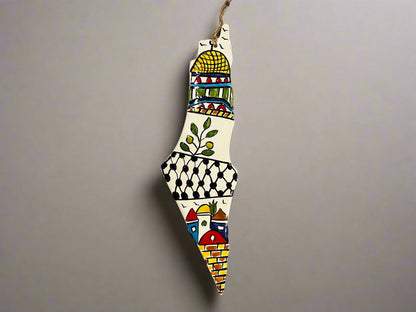 Handcrafted Ceramic Palestine Map Wall Decor – Large Authentic Hebron Pottery