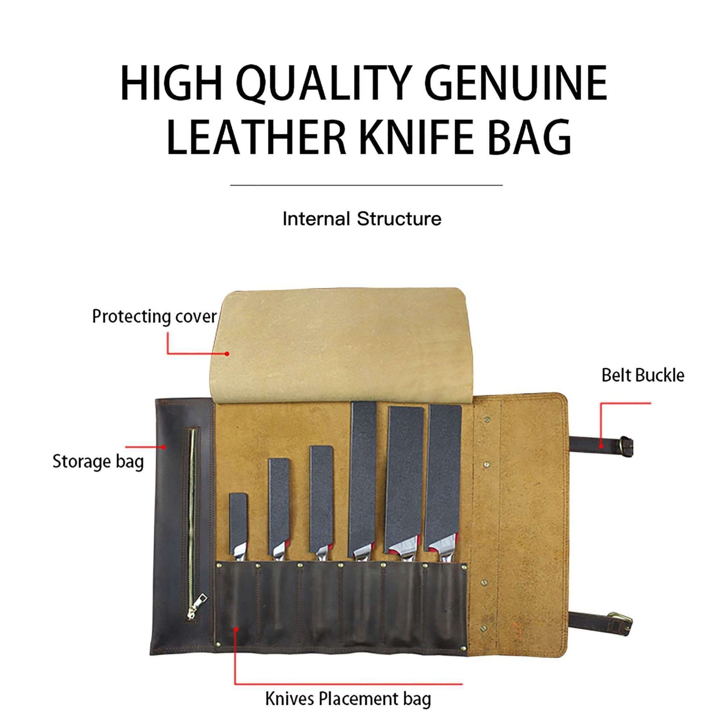 Ginza Steel Vollnarbenleder Messertasche Rustikales Braun