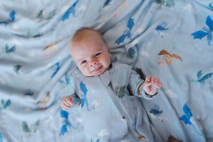 Baby Muslin Sleep Bag 0.5 TOG in Tanboocel® Bamboo Viscose - Magical Dragons