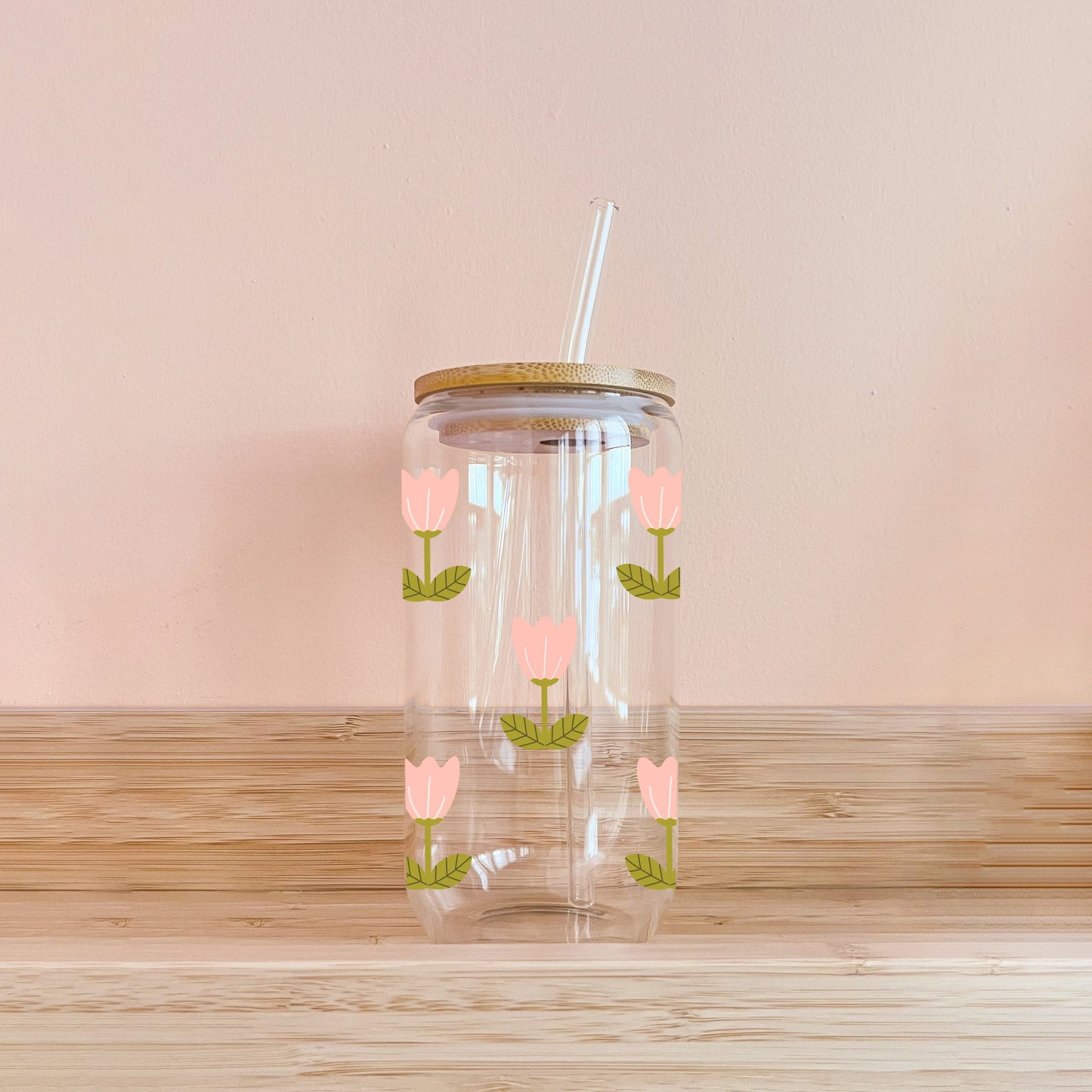 Boho glass - Pink tulips