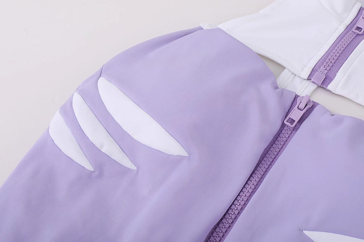 Anime Style The Purple Shark Jumpsuit Yoga Pants Full Body Sexy Fitness Activewear