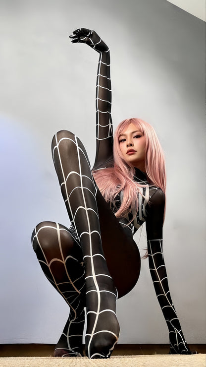 Super Hero Spider Sheer 10D Nylon Full Bodysuit Body Stocking Lingerie