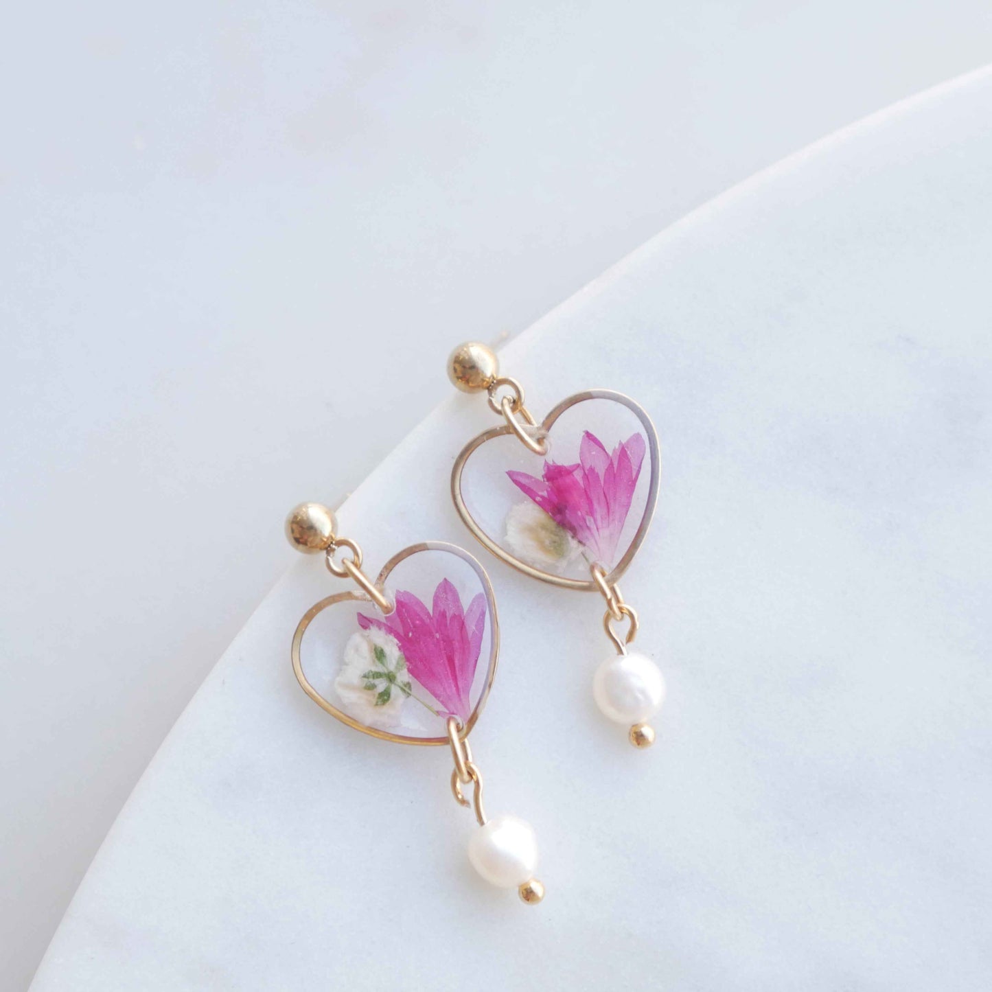 Boucles d'oreilles Lucy - Perla - coeur  (medium 16mm)