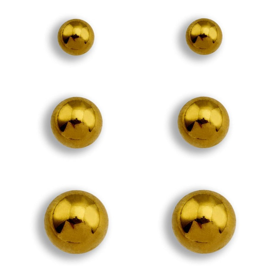 DESTINY 3-Pair Rounded Bead Classic Stud Set