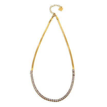 MESTIA: Combo Necklace with Snake-Skin Textured & Tennis Chains
