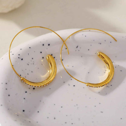 LYSSA: Geometric Hoop Earrings - Curved Elegance with Zirconia Sparkle