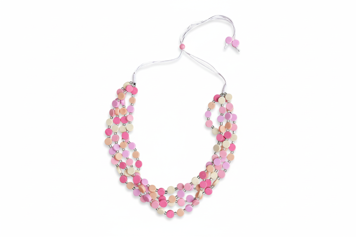 Resin & Glass Bead Disc Necklace