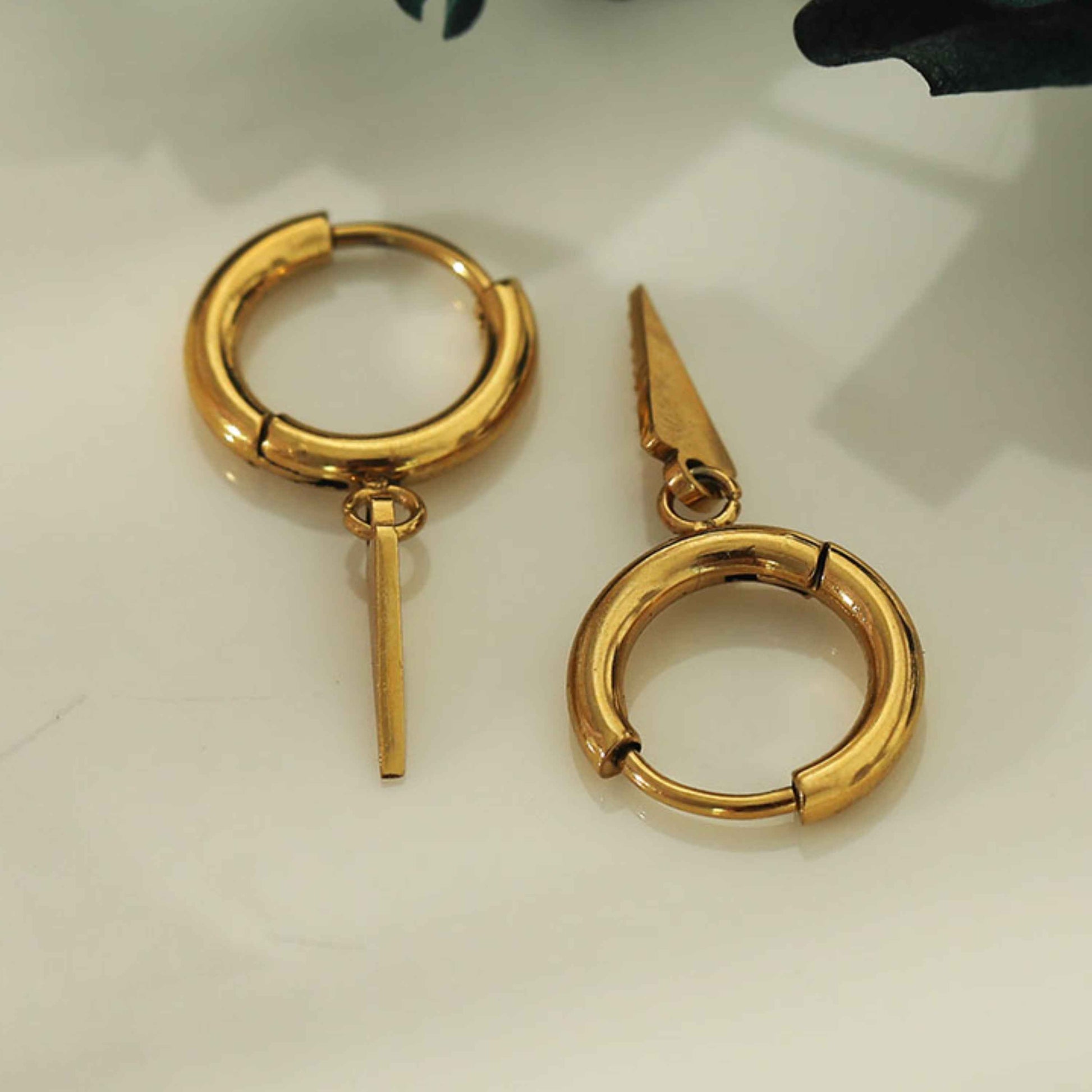 RYLEE Gold: Vintage Inspired Hoop Earrings with a Triangle Charm