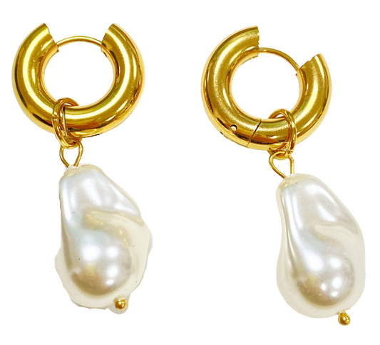 Pearl Circle Drop Earrings