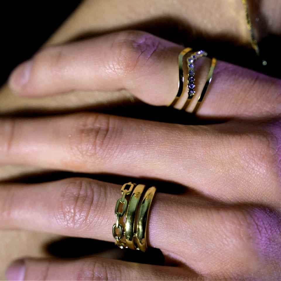 JUAANA Triple Layered Zirconia Embellished Ring