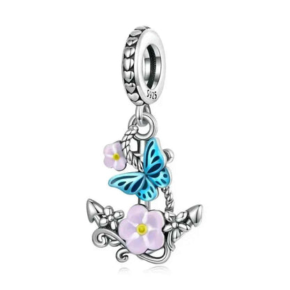 925 Sterling Silver Diy Heart Charm With Pink Zircon - Bsc777