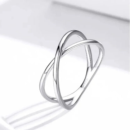 Breathtaking 14K Gold Plated X Ring - Elegant Minimalist 925 Sterling Silver Cross Ring For Women - Promise Jewelry Scr543