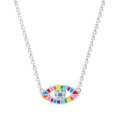 Rainbow Evil Eye Sterling Silver Pendant Necklace