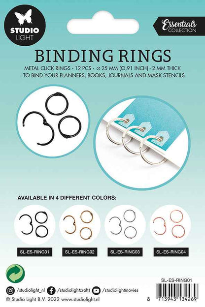 SL Binding Click Rings Black Essentials 23x23x3mm 12 PC nr.01